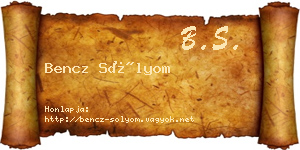 Bencz Sólyom névjegykártya